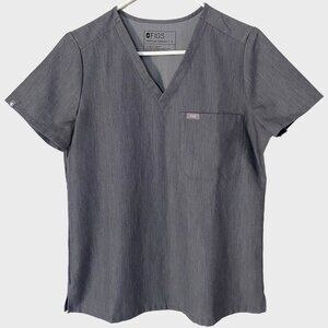 Figs Catarina One-Pocket Scrub Top Size Small Graphite Gray V-Neck Short-Sleeve